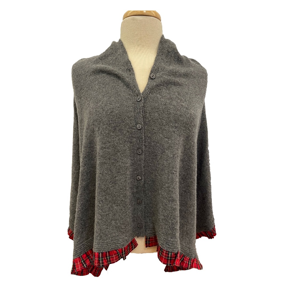 Cashmere Plaid-Trimmed Shawl